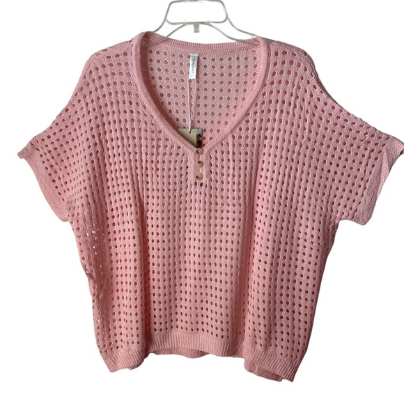 Pink Knitted Extended Short Sleeves Large Top BNWT - Picture 1 of 4